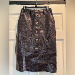 Rachel Comey Dark Brown Croc-Embossed Pencil Skirt